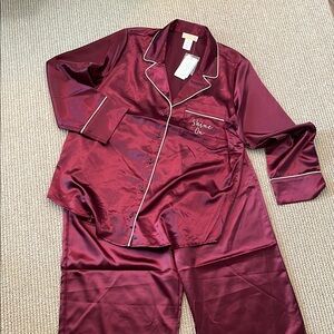 Shine On Burgundy Satin Pajama Set